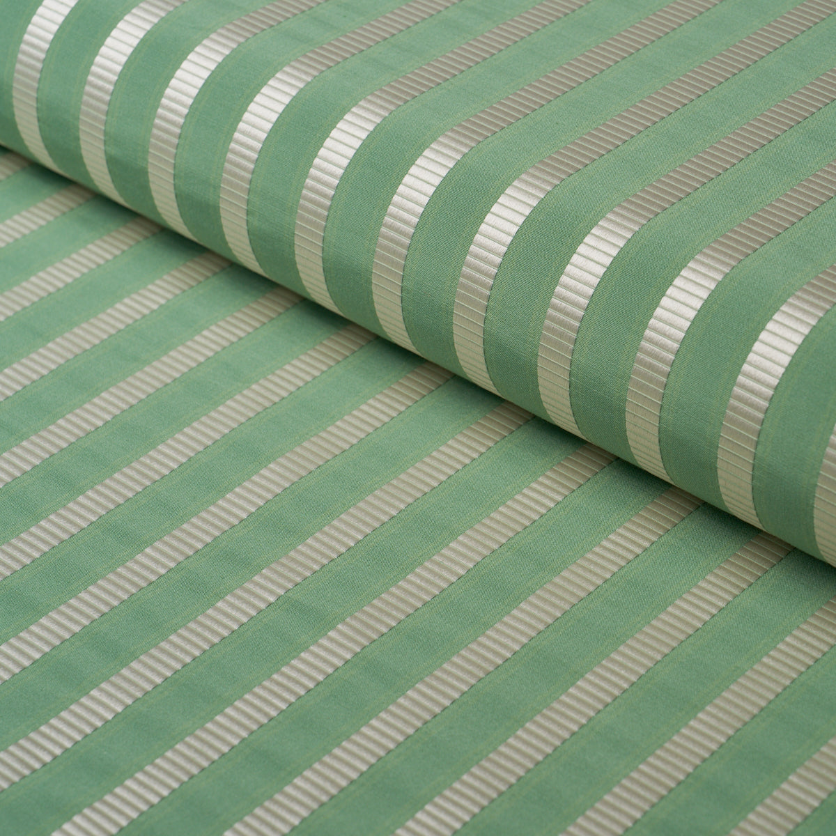 Lincoln Small Stripe - Green - Schumacher 85762 Fabric - Schumacher Fabric