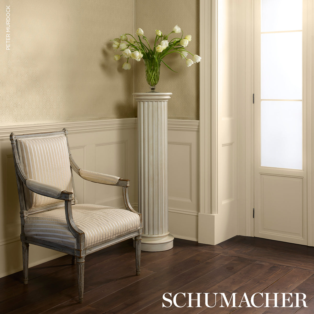 Lincoln Small Stripe - Ivory - Schumacher 85764 Fabric - Schumacher Fabric