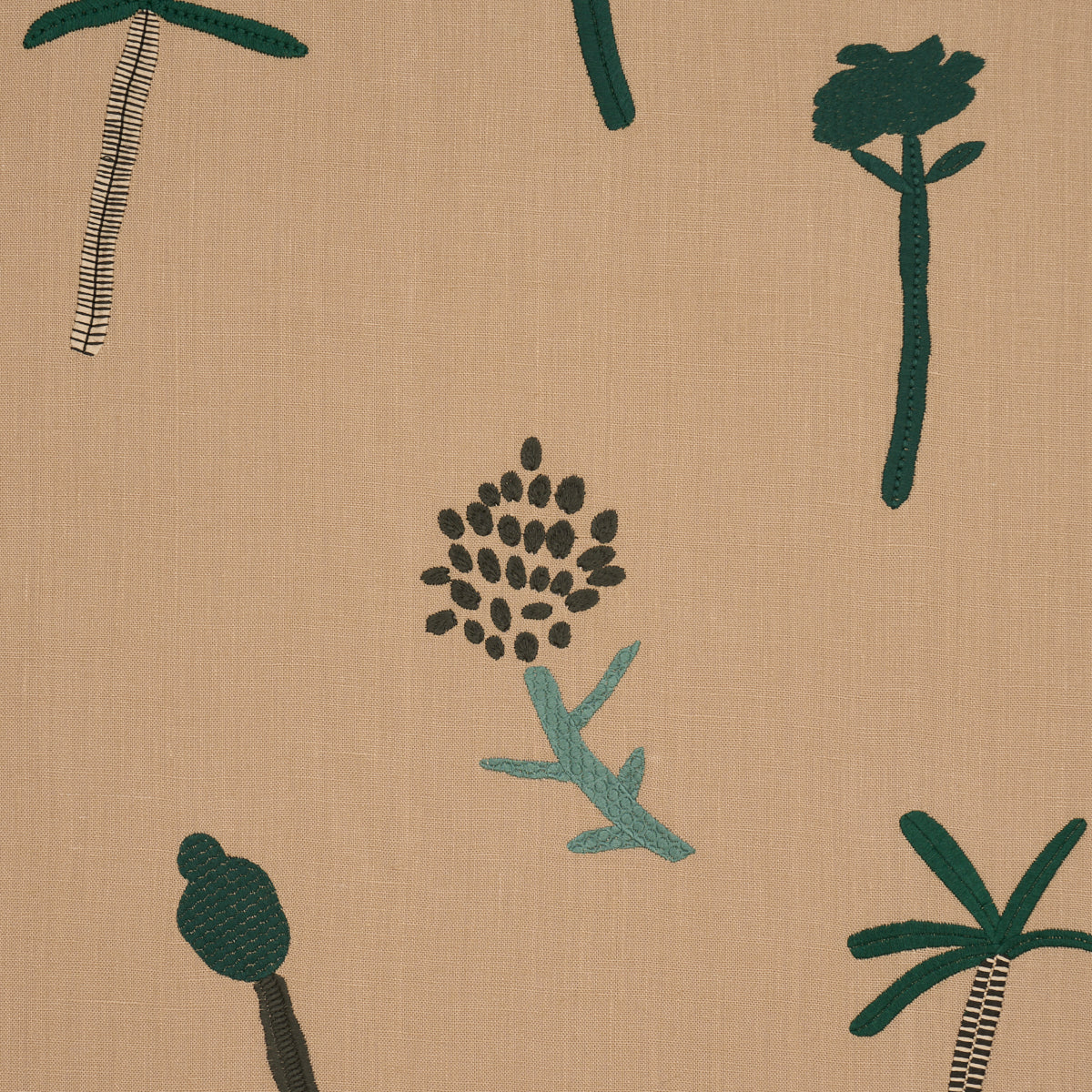Tropical Trees - Green On Natural - Schumacher 85851 Fabric - Schumacher Fabric