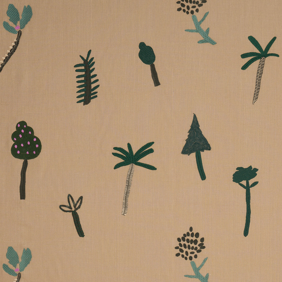 Tropical Trees - Green On Natural - Schumacher 85851 Fabric - Schumacher Fabric