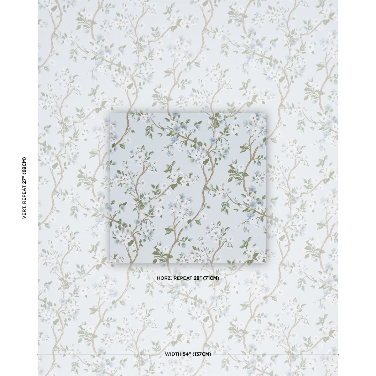Cherry Blossom - Sky - Schumacher 86222 Fabric - Schumacher Fabric