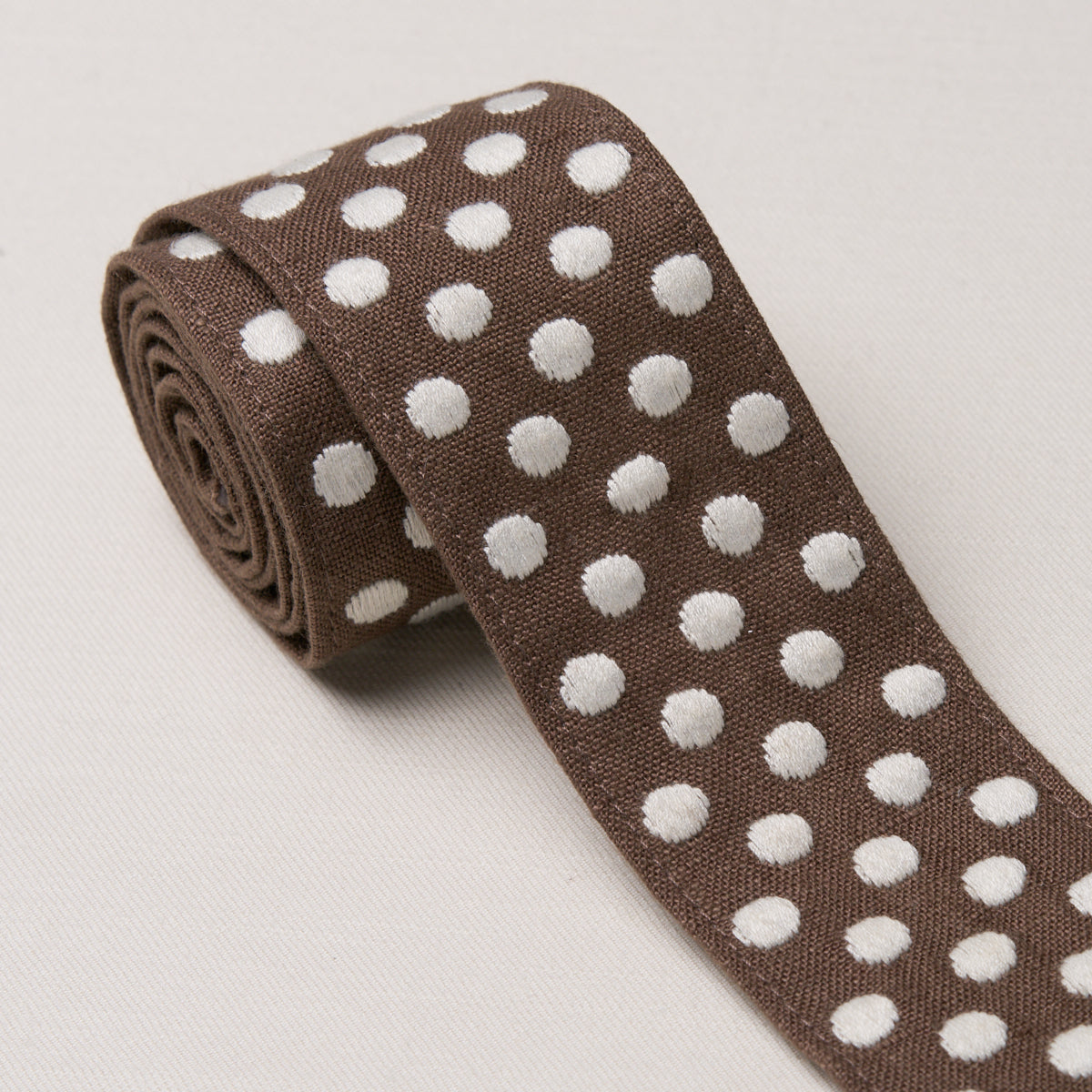 Dotted Embroidered Tape - Brown - Schumacher 86294 Trim - Schumacher Trim