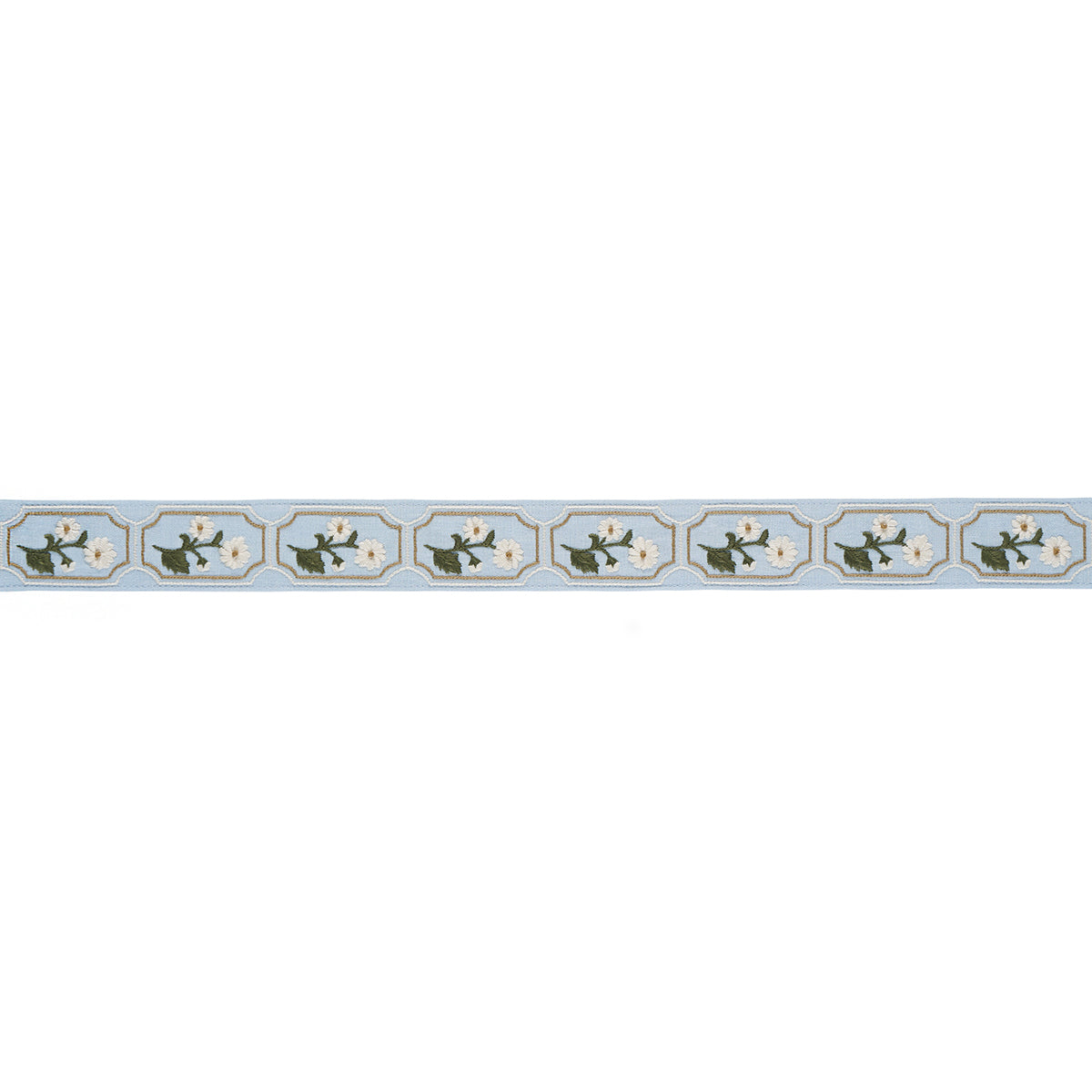 Jolie Hand Embroidered Tape - Sky - Schumacher 86301 Trim - Schumacher Trim