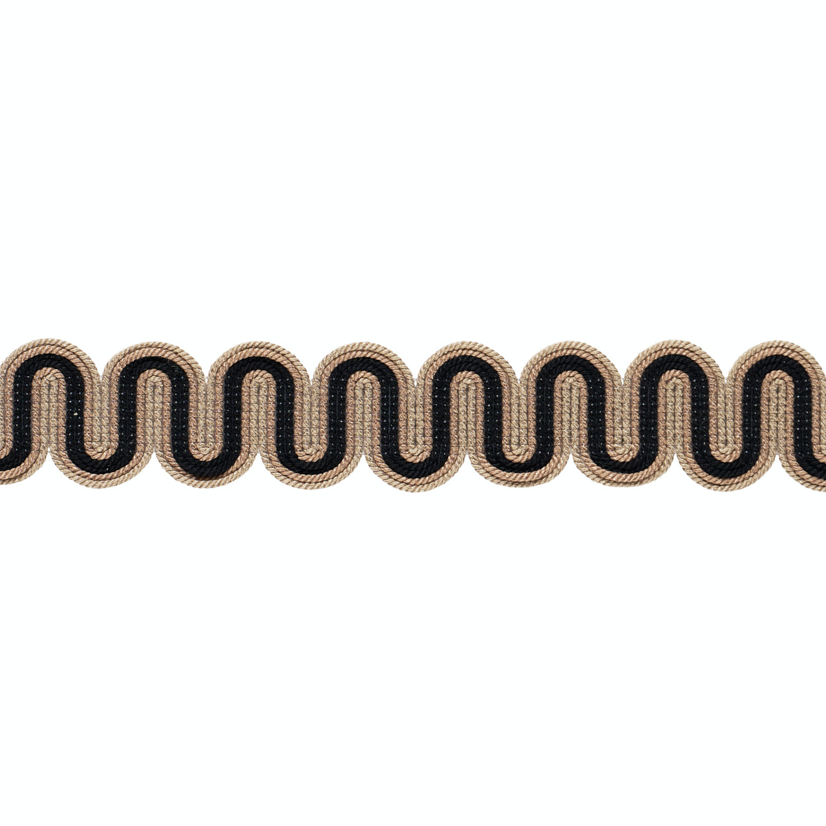Winding River Tape - Black & Camel - Schumacher 86360 Trim - Schumacher Trim