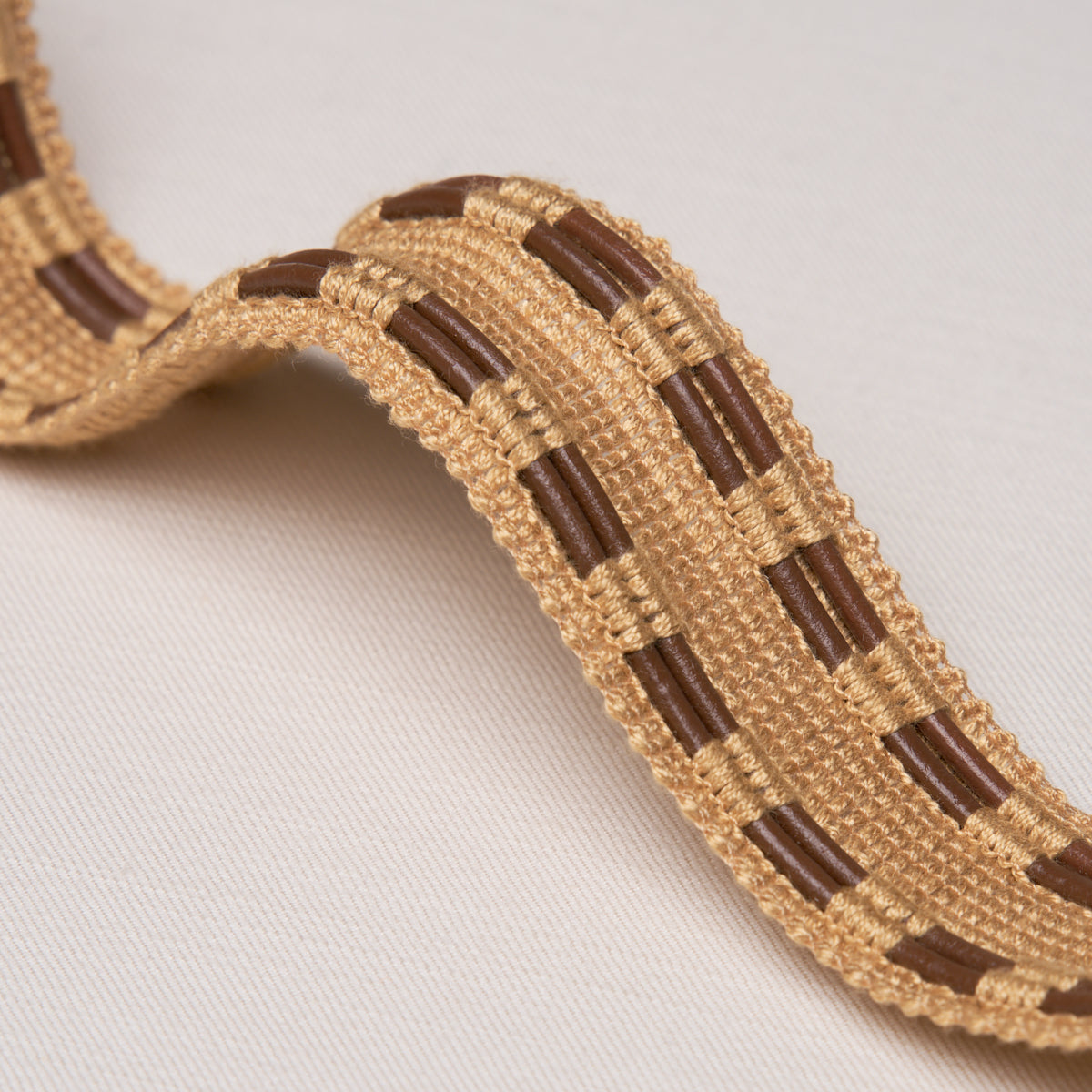 Leather Cord Tape - Natural - Schumacher 86382 Trim - Schumacher Trim