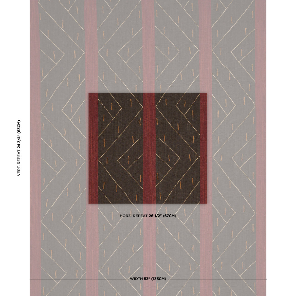 Kapanga Embroidery - Brown - Schumacher 86701 Fabric - Schumacher Fabric