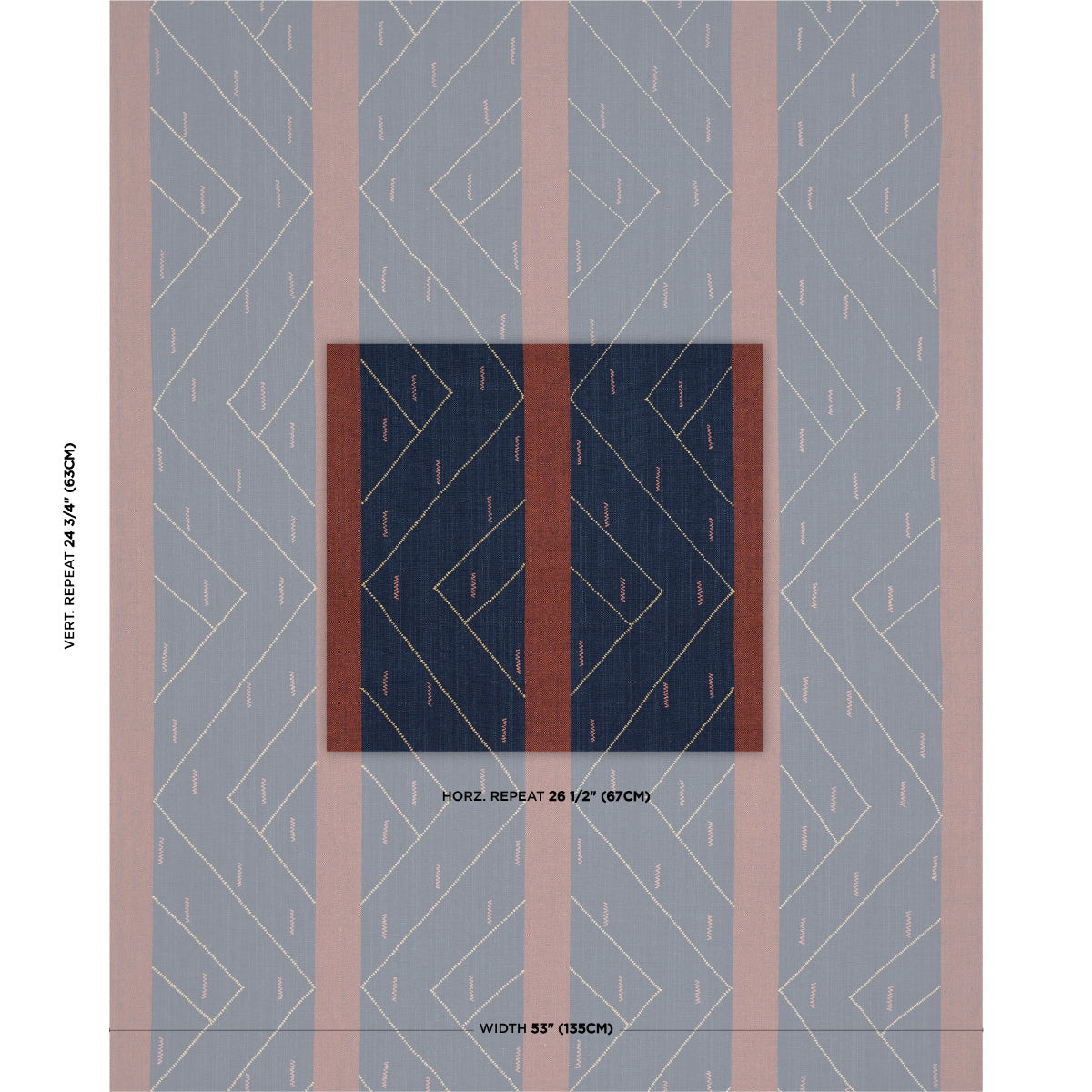 Kapanga Embroidery - Indigo - Schumacher 86702 Fabric - Schumacher Fabric