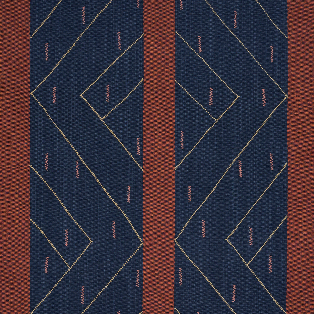 Kapanga Embroidery - Indigo - Schumacher 86702 Fabric - Schumacher Fabric