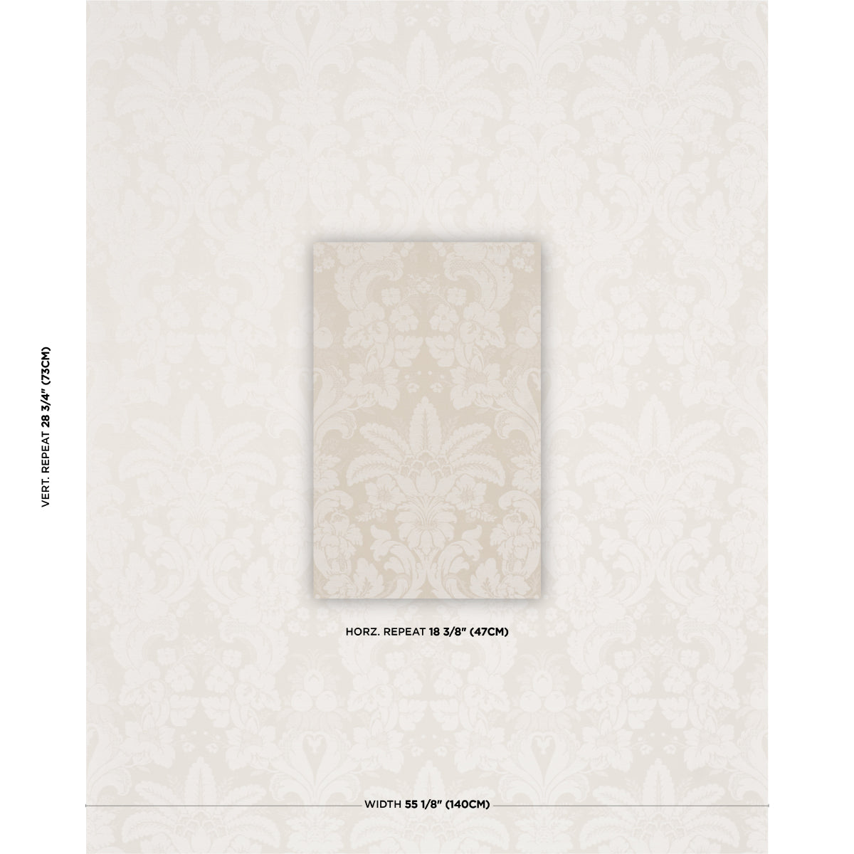 Kennedy Damask - Ivory - Schumacher 87092 Fabric - Schumacher Fabric