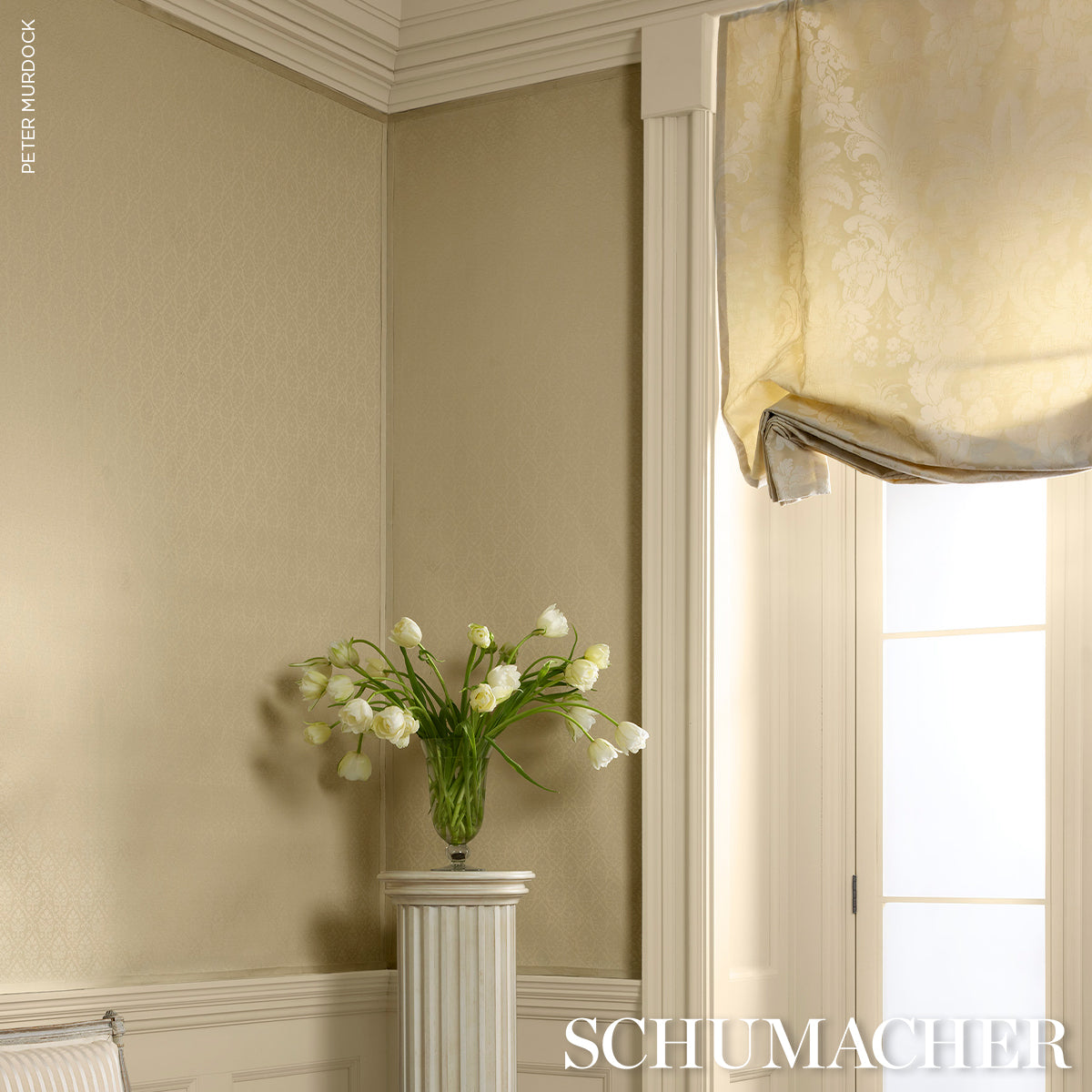 Kennedy Damask - Ivory - Schumacher 87092 Fabric - Schumacher Fabric