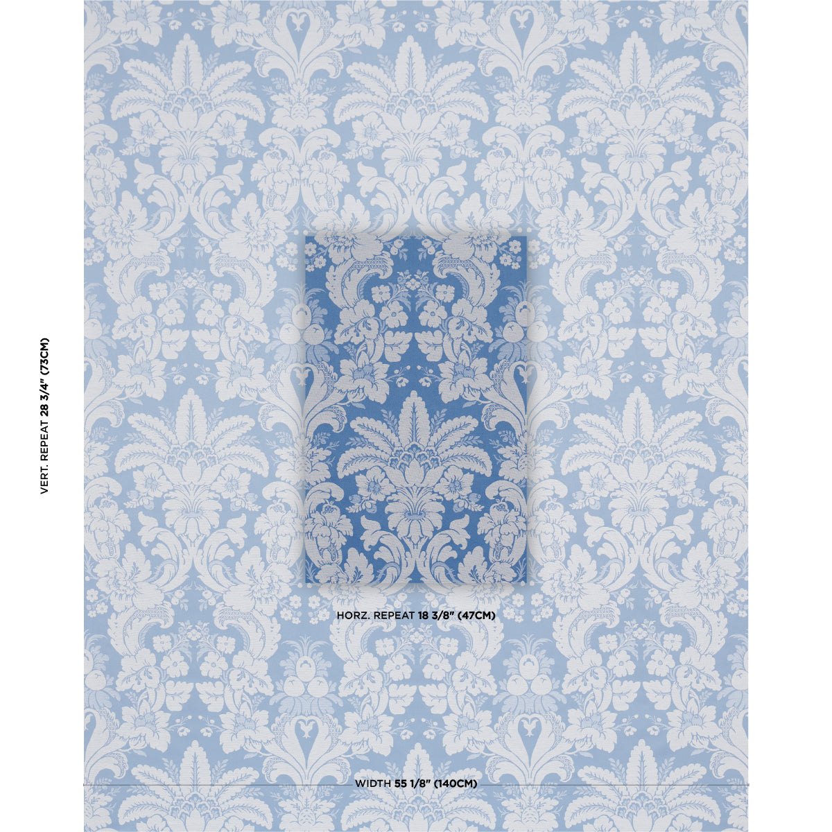 Kennedy Damask - Cobalt - Schumacher 87093 Fabric - Schumacher Fabric