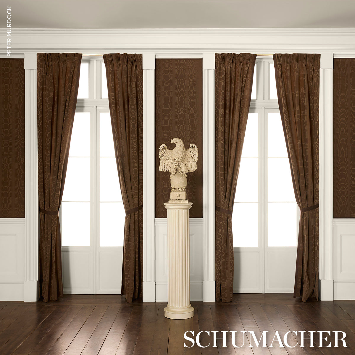Washington Moiré - Brown - Schumacher 87106 Fabric - Schumacher Fabric