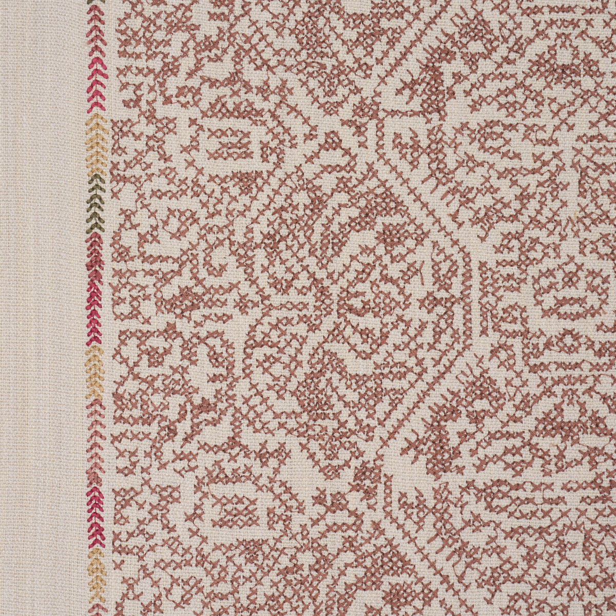 Orion Embroidery - Clay - Schumacher 87270 Fabric - Schumacher Fabric