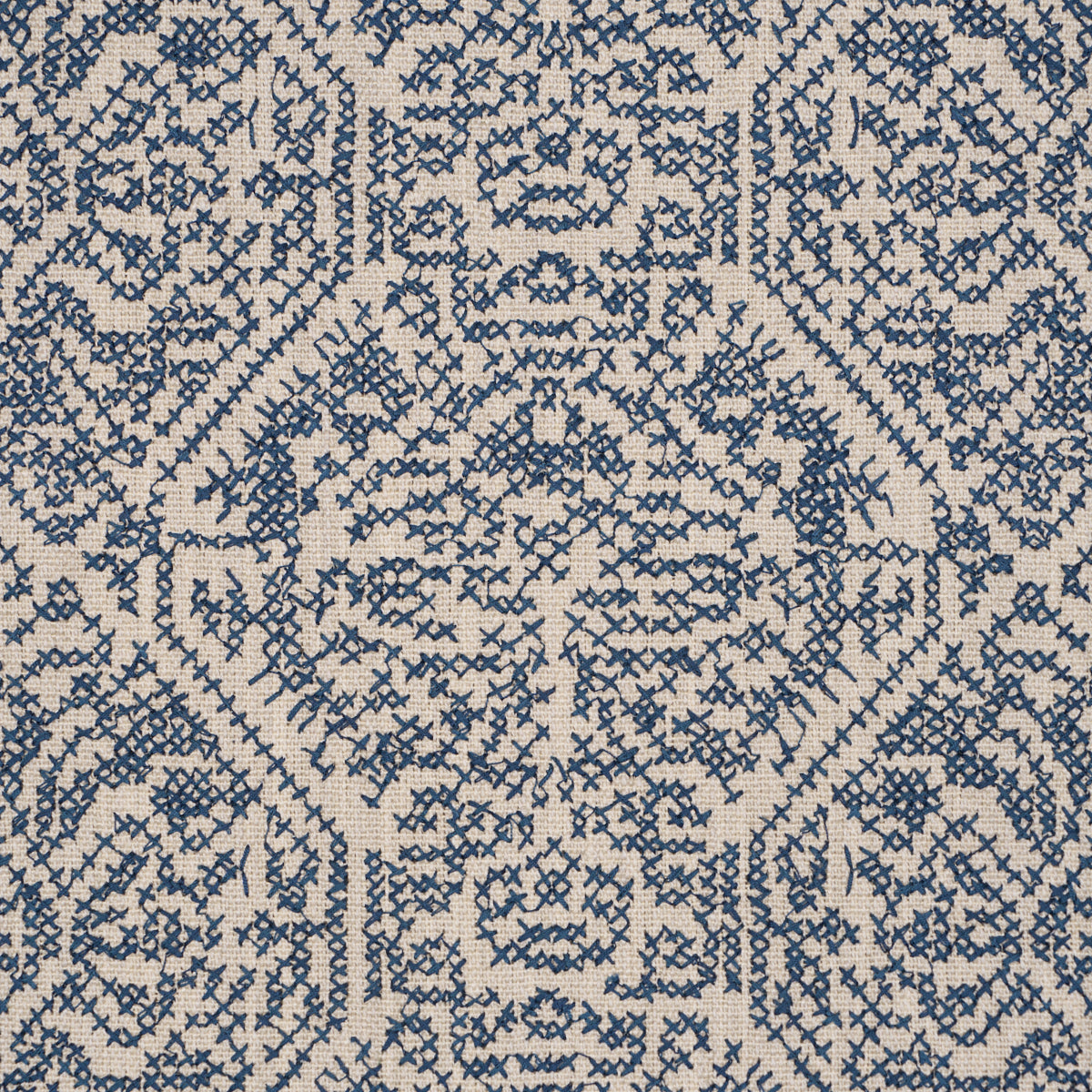 Orion Embroidery - Indigo - Schumacher 87271 Fabric - Schumacher Fabric