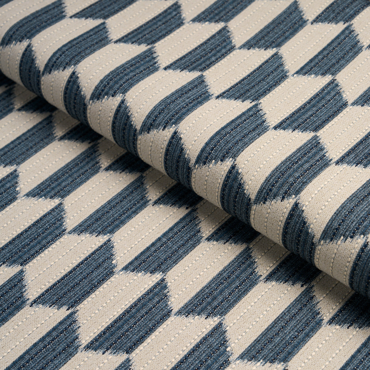 Dena Diamond Ikat Performance - Indigo - Schumacher 87490 Fabric - Schumacher Fabric