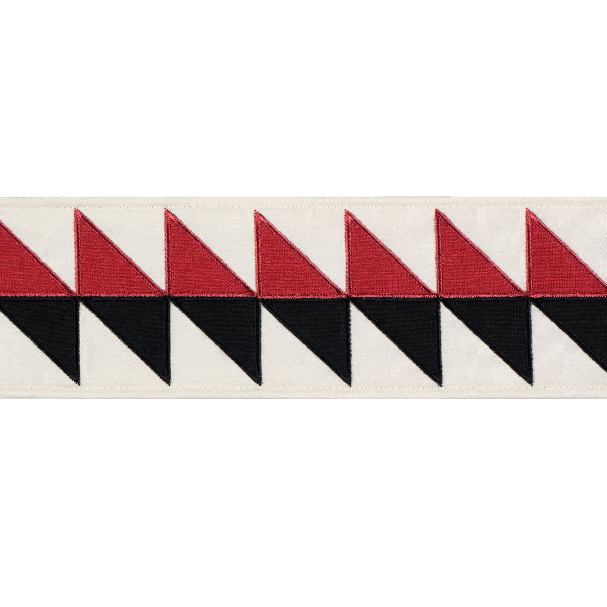 Quilted Diamond Tape - Black & Red - Schumacher 87582 Trim - Schumacher Trim