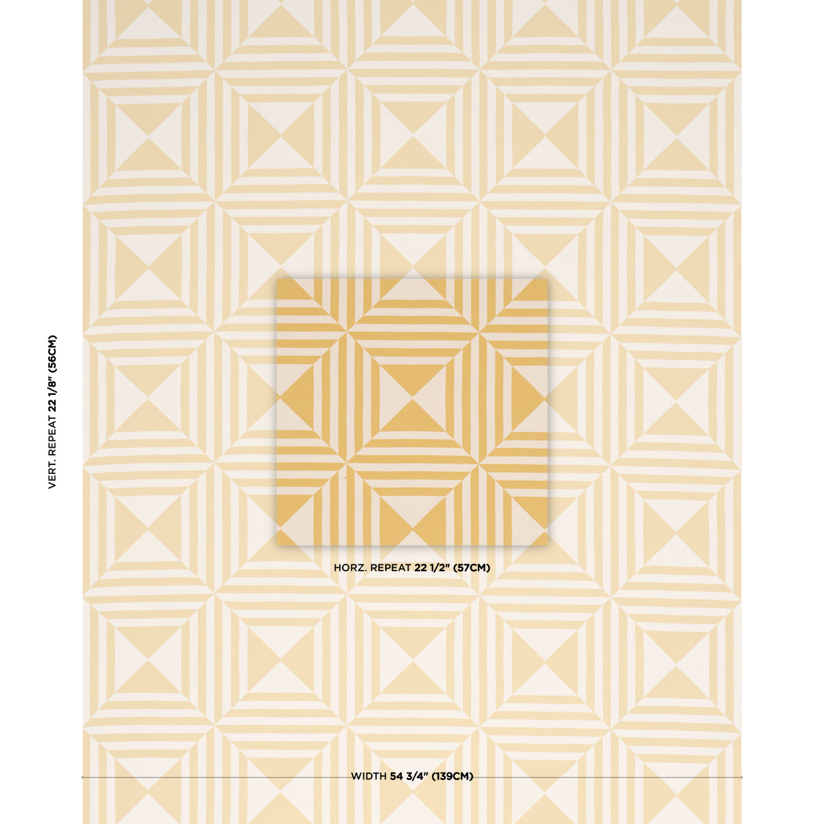 Square In A Square - Yellow - Schumacher 87592 Fabric - Schumacher Fabric