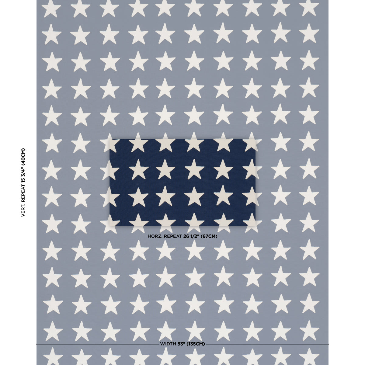 Starfield Appliqué - Navy - Schumacher 87600 Fabric - Schumacher Fabric