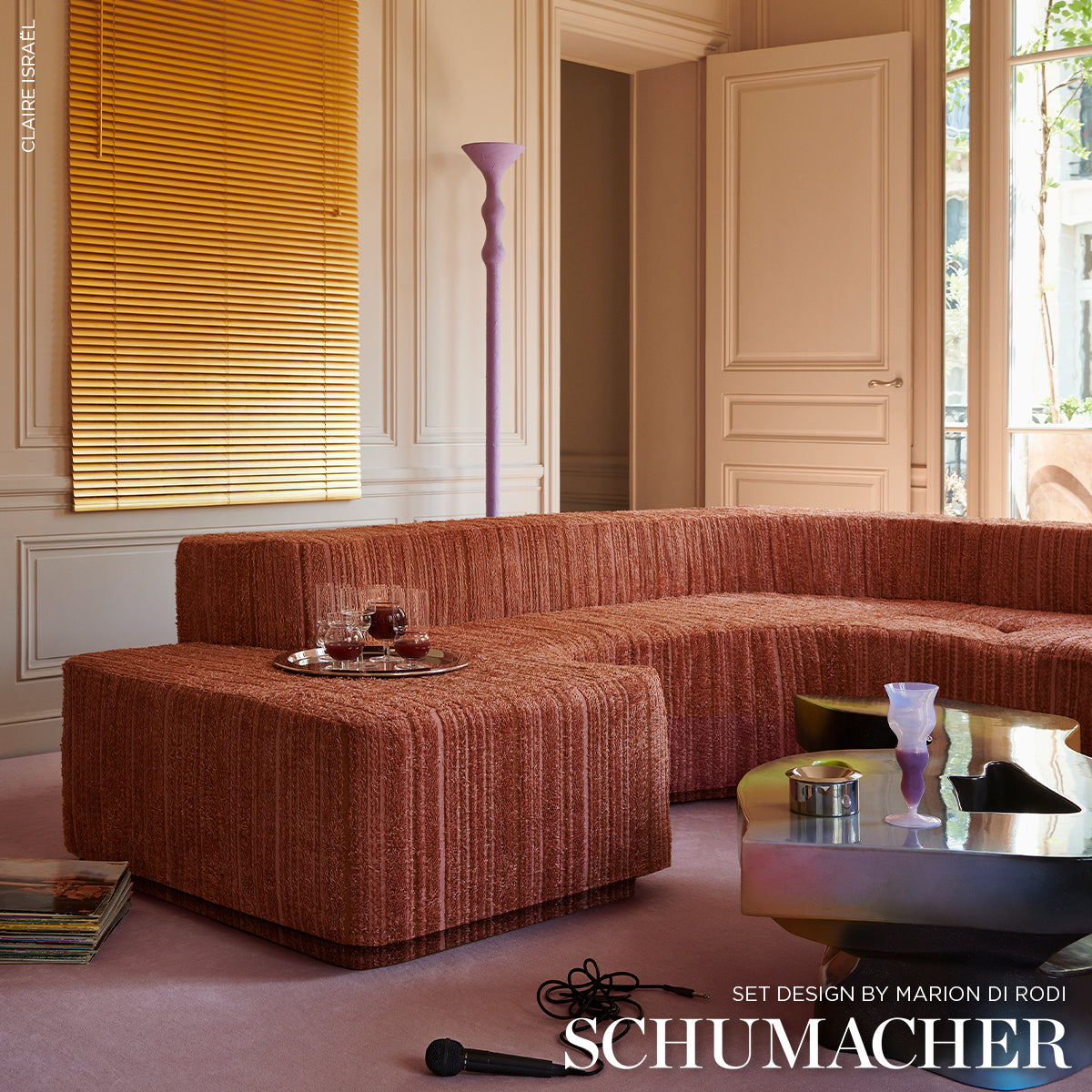 Groove Cut Velvet - Coral Dawn - Schumacher 88032 Fabric - Schumacher Fabric
