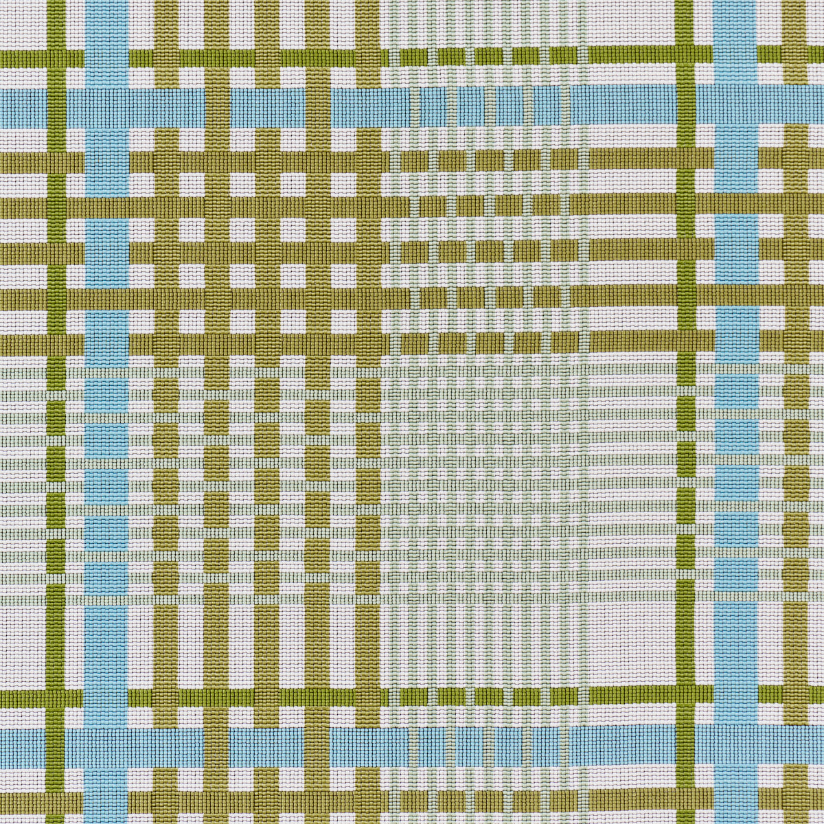 Resonance Plaid Indoor/Outdoor - Verdant Sky - Schumacher 88060 Fabric - Schumacher Fabric