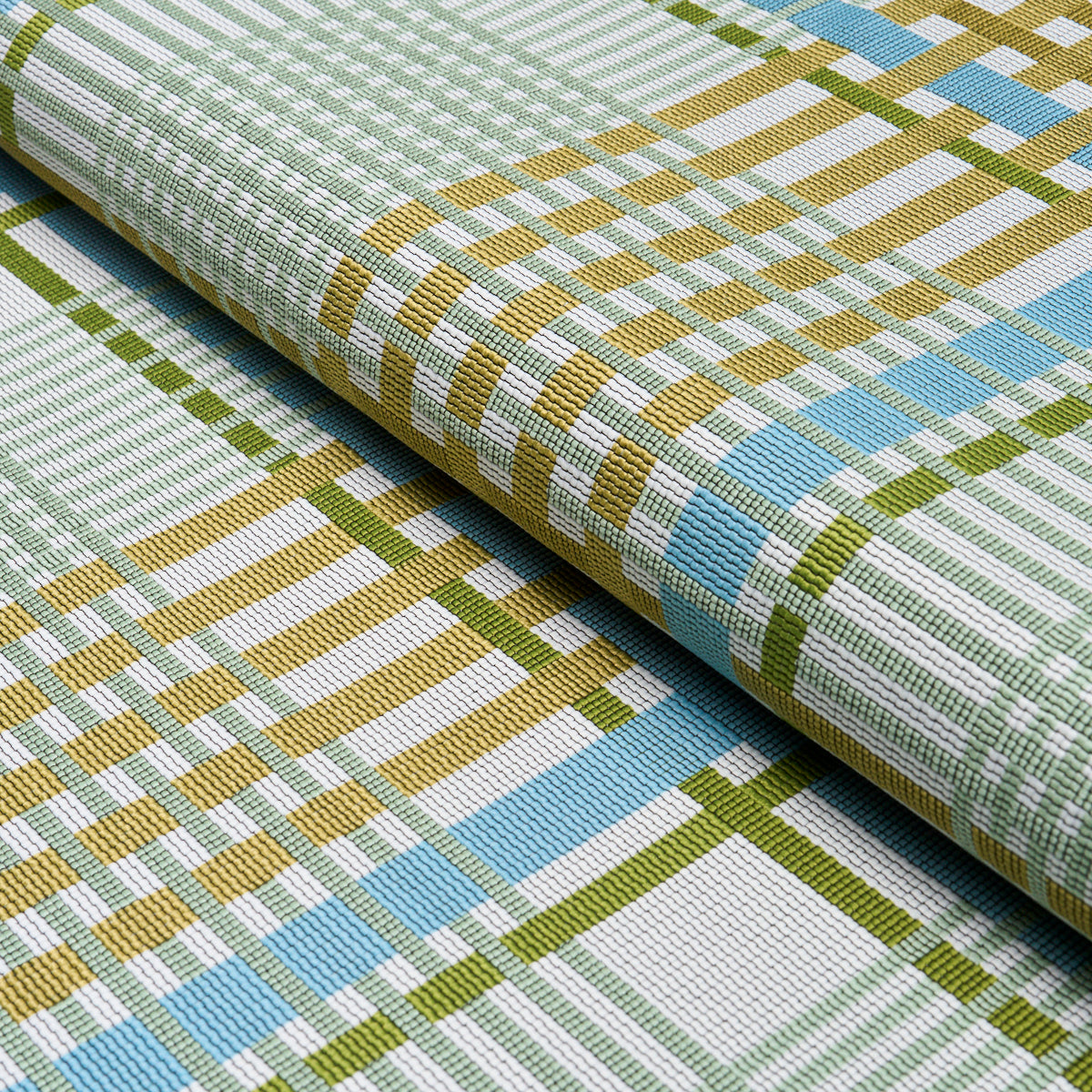 Resonance Plaid Indoor/Outdoor - Verdant Sky - Schumacher 88060 Fabric - Schumacher Fabric