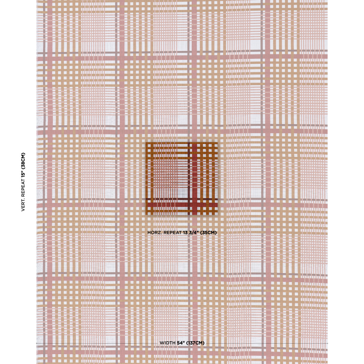 Resonance Plaid Indoor/Outdoor - Terracotta - Schumacher 88062 Fabric - Schumacher Fabric