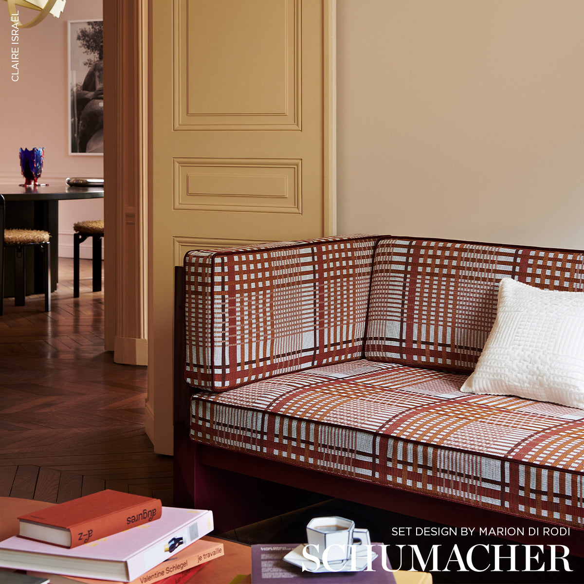 Resonance Plaid Indoor/Outdoor - Terracotta - Schumacher 88062 Fabric - Schumacher Fabric