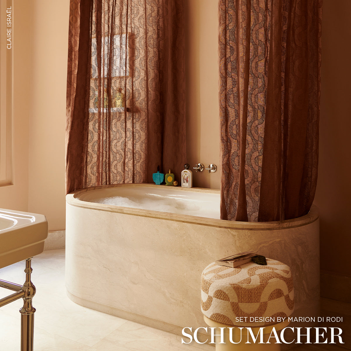 Stay In Tune Sheer - Terracotta - Schumacher 88091 Fabric - Schumacher Fabric