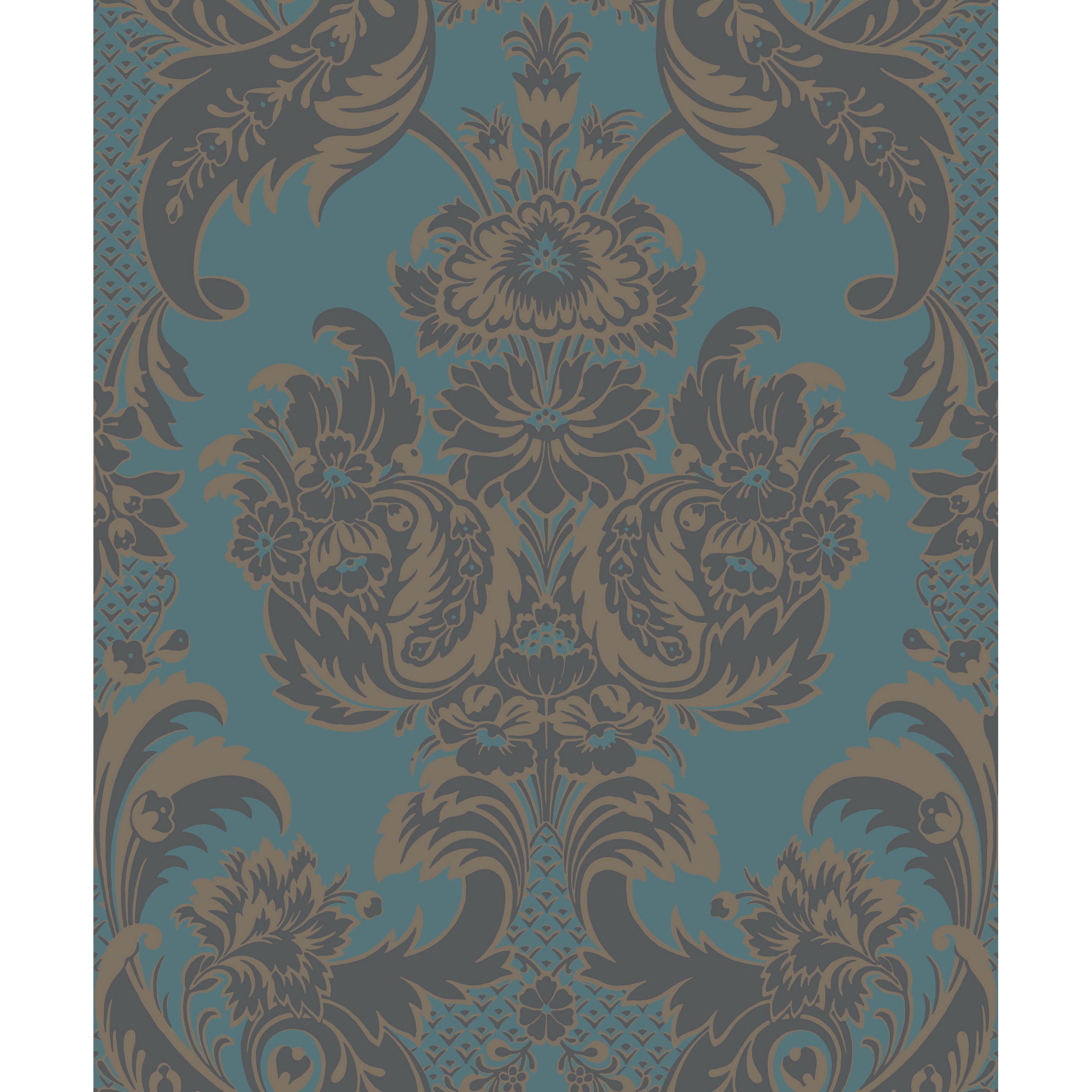 Wyndham - Teal And Charcoal - Cole & Son Wallpaper