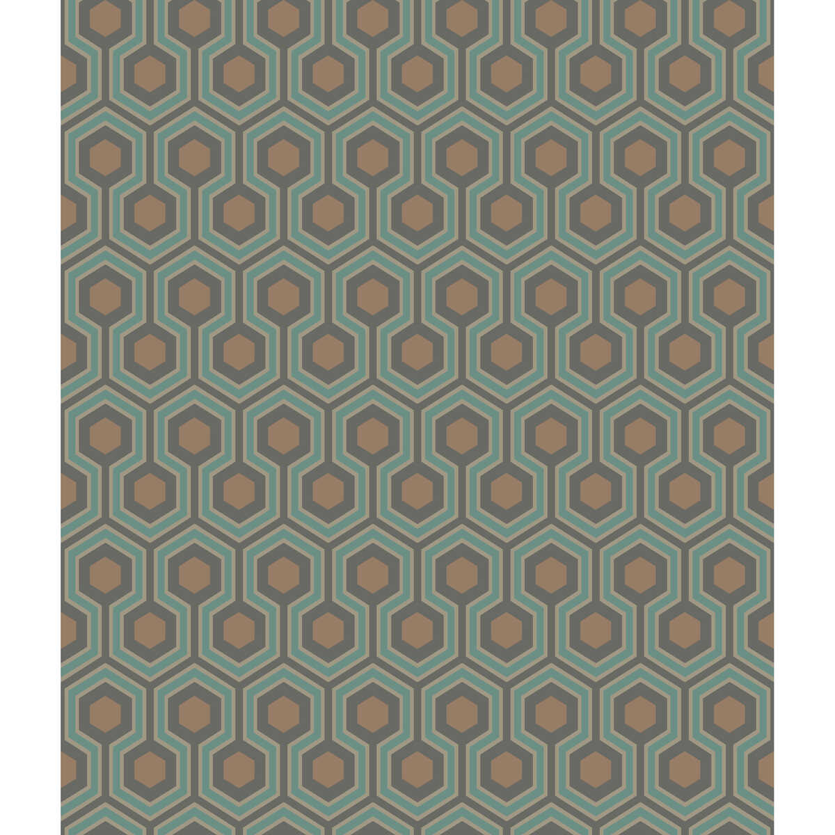 Hicks Hexagon - Teal/Gold - COLE & SON Wallpaper
