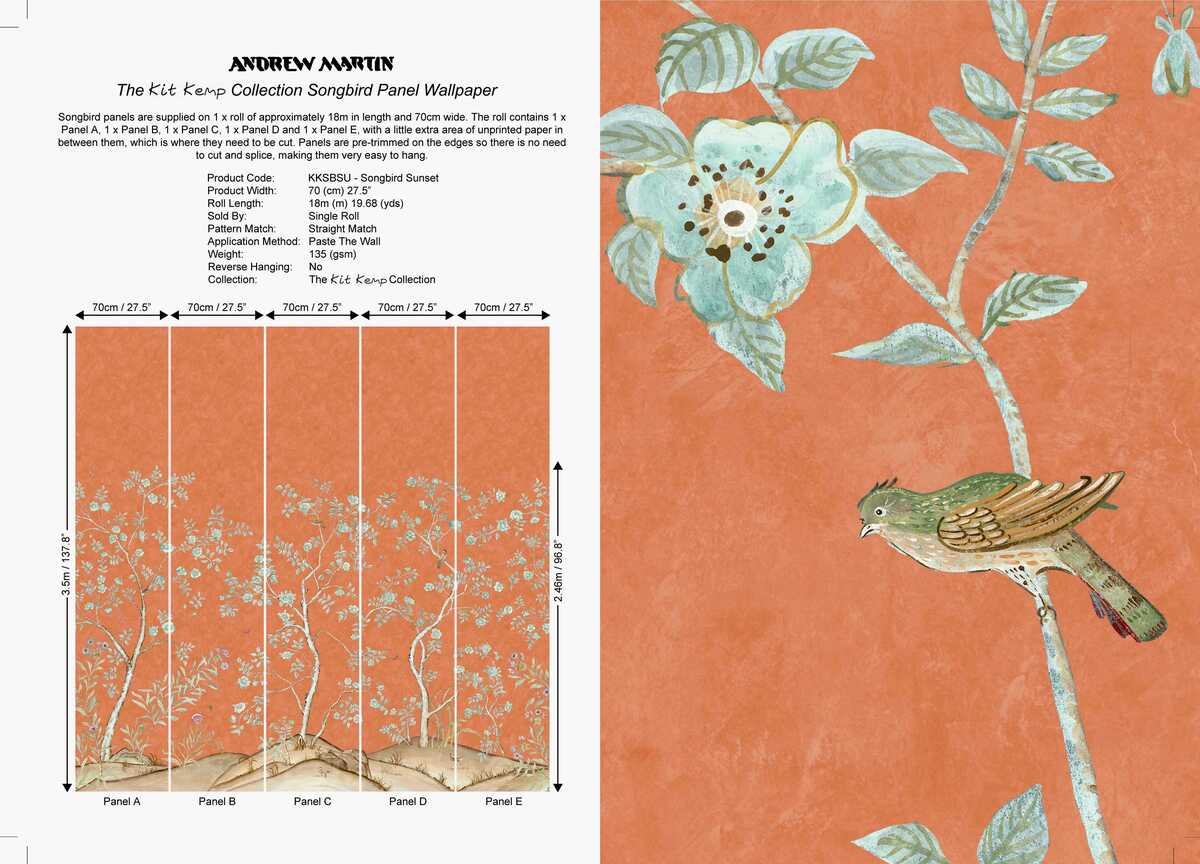 Songbird - Sunset - KRAVET COUTURE Wallpaper