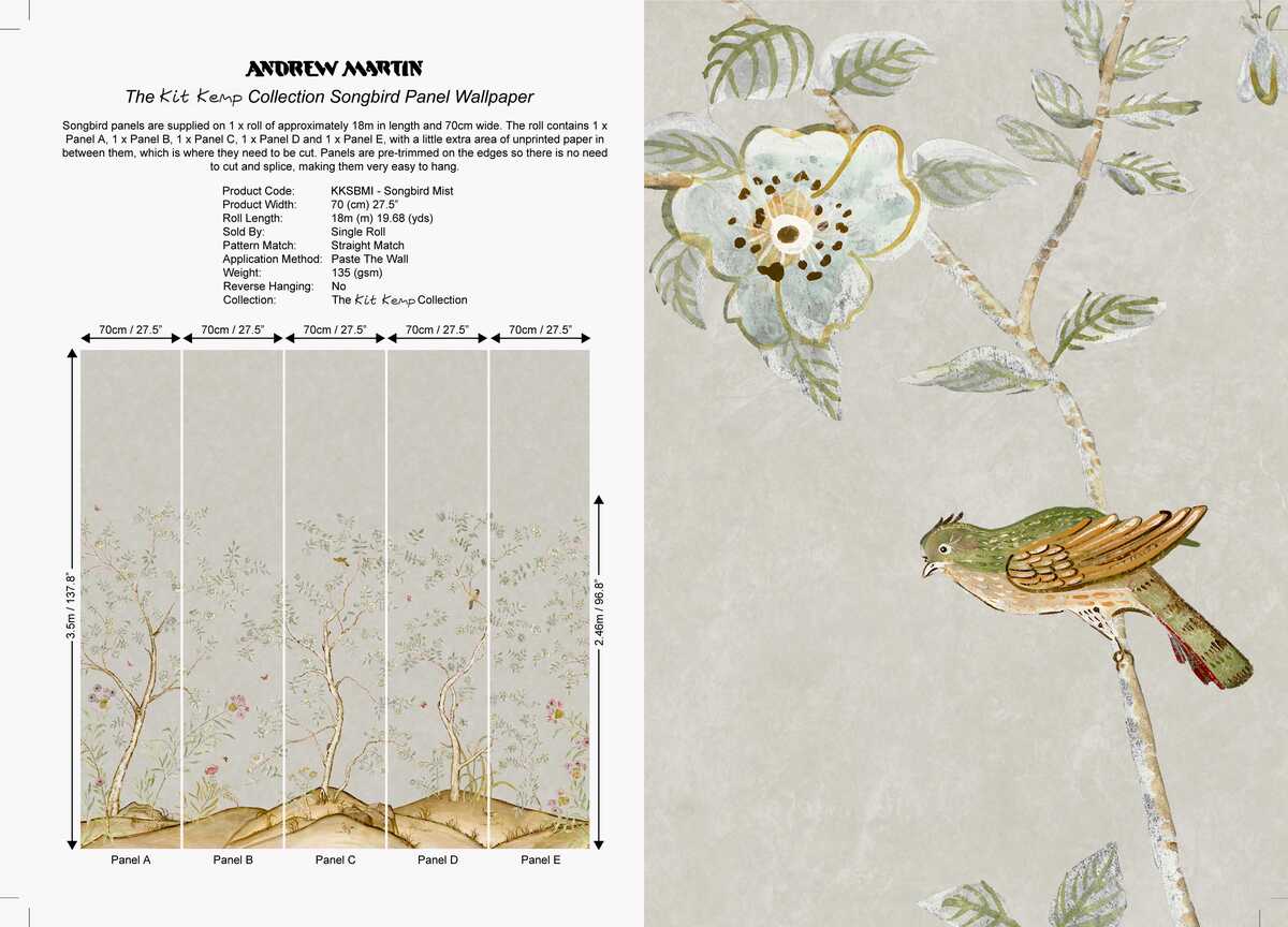 Songbird - Mist - KRAVET COUTURE Wallpaper