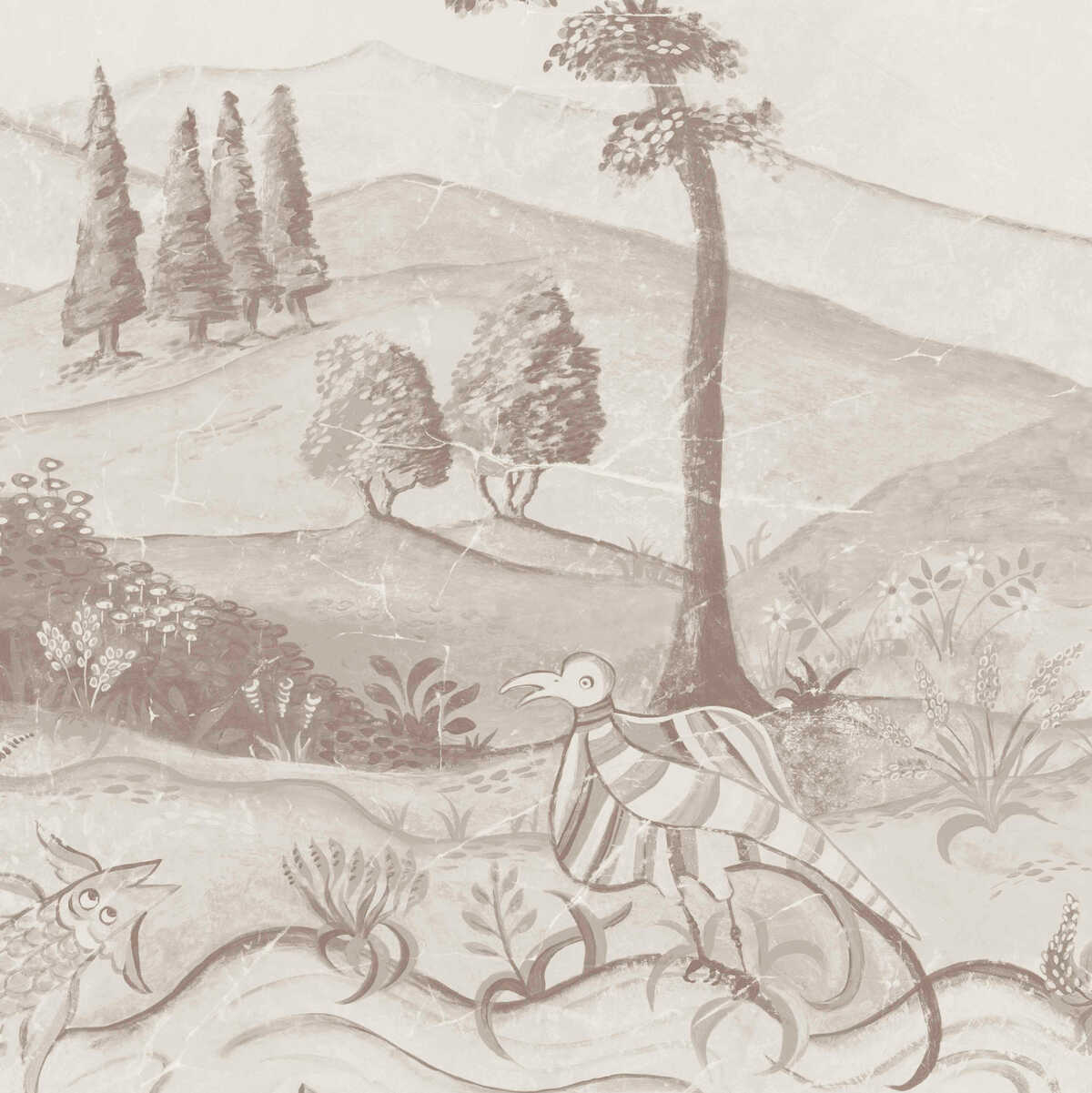 Mythical Land - Clay - KRAVET COUTURE Wallpaper