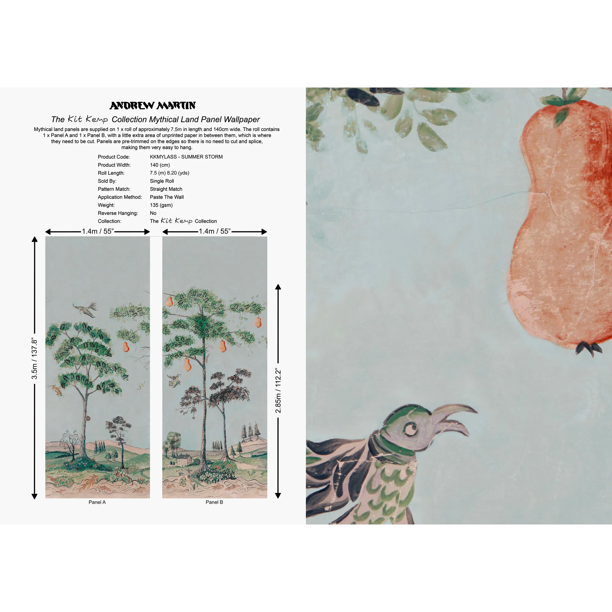 AMW10085.15.0 MYTHICAL LAND SUMMERSTORM - KRAVET COUTURE Wallcovering