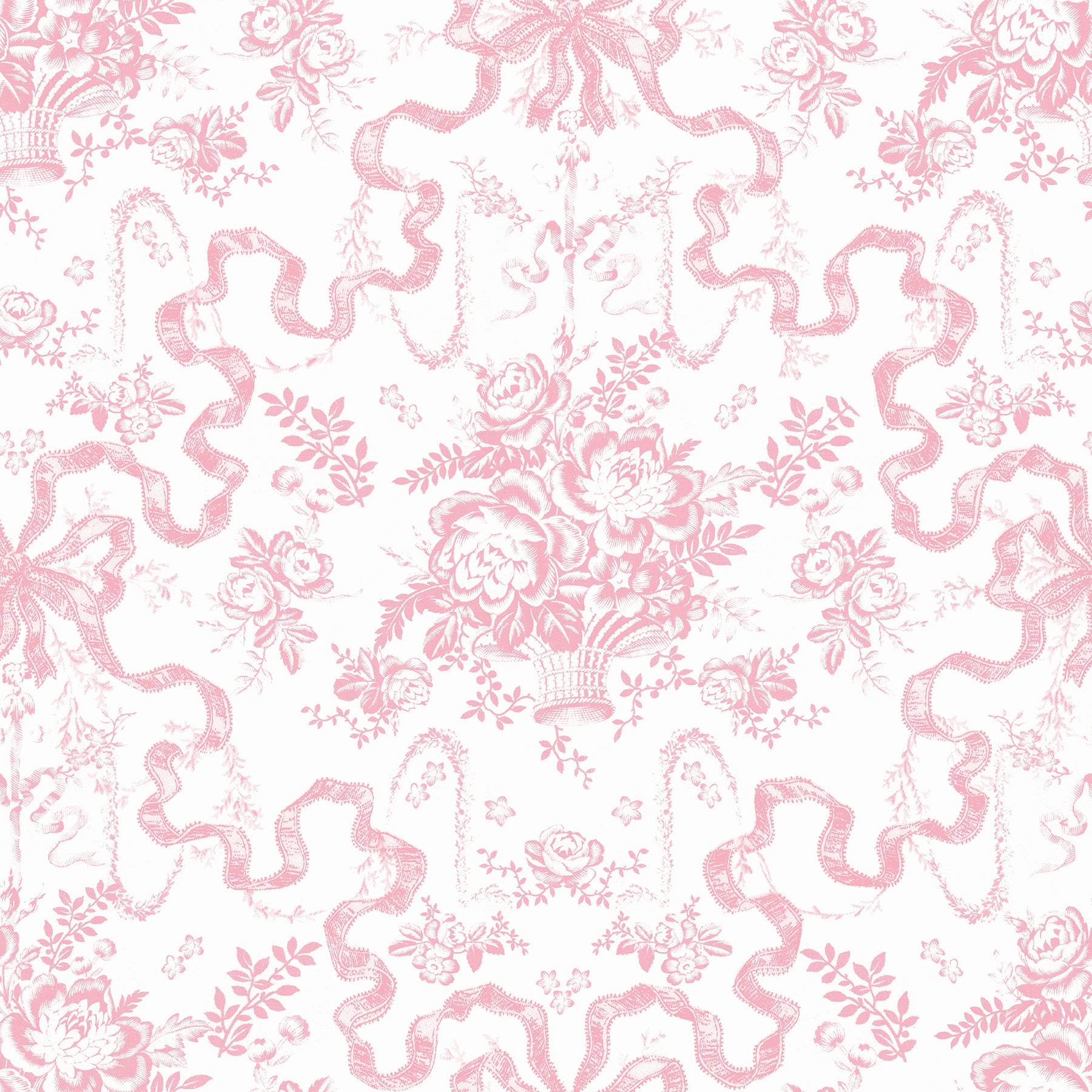 Fairytale Peony Toile Wallpaper - Peony Pink - York Wallcoverings - AST6271
