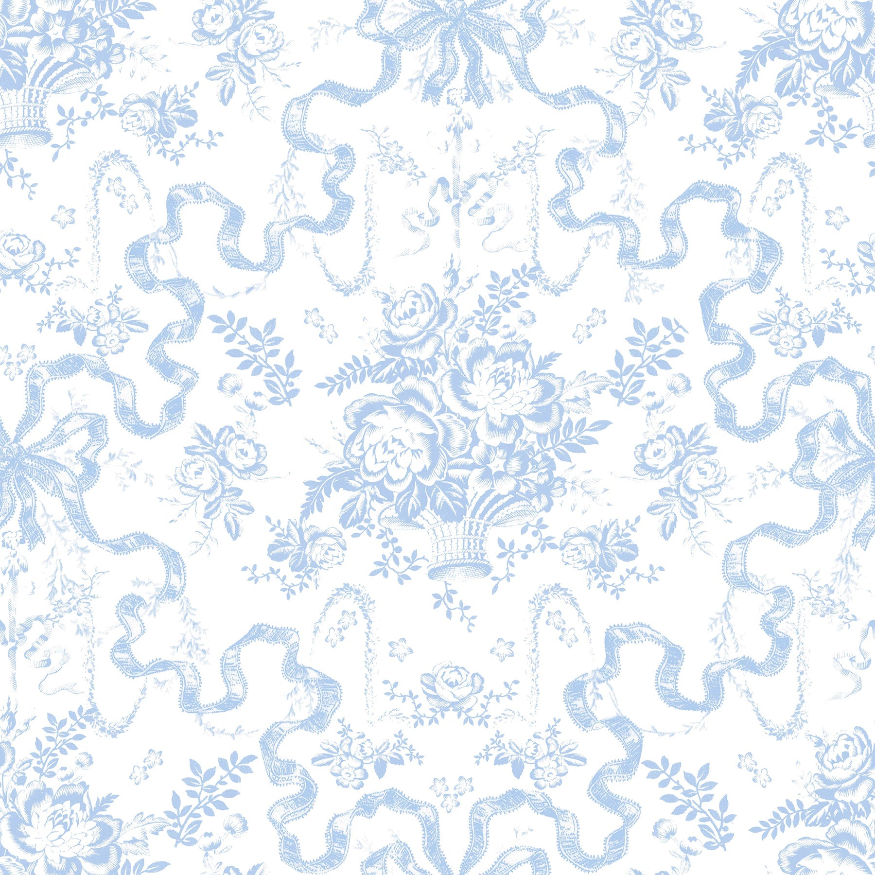 Fairytale Peony Toile Wallpaper - Blissful Blue - York Wallcoverings - AST6272
