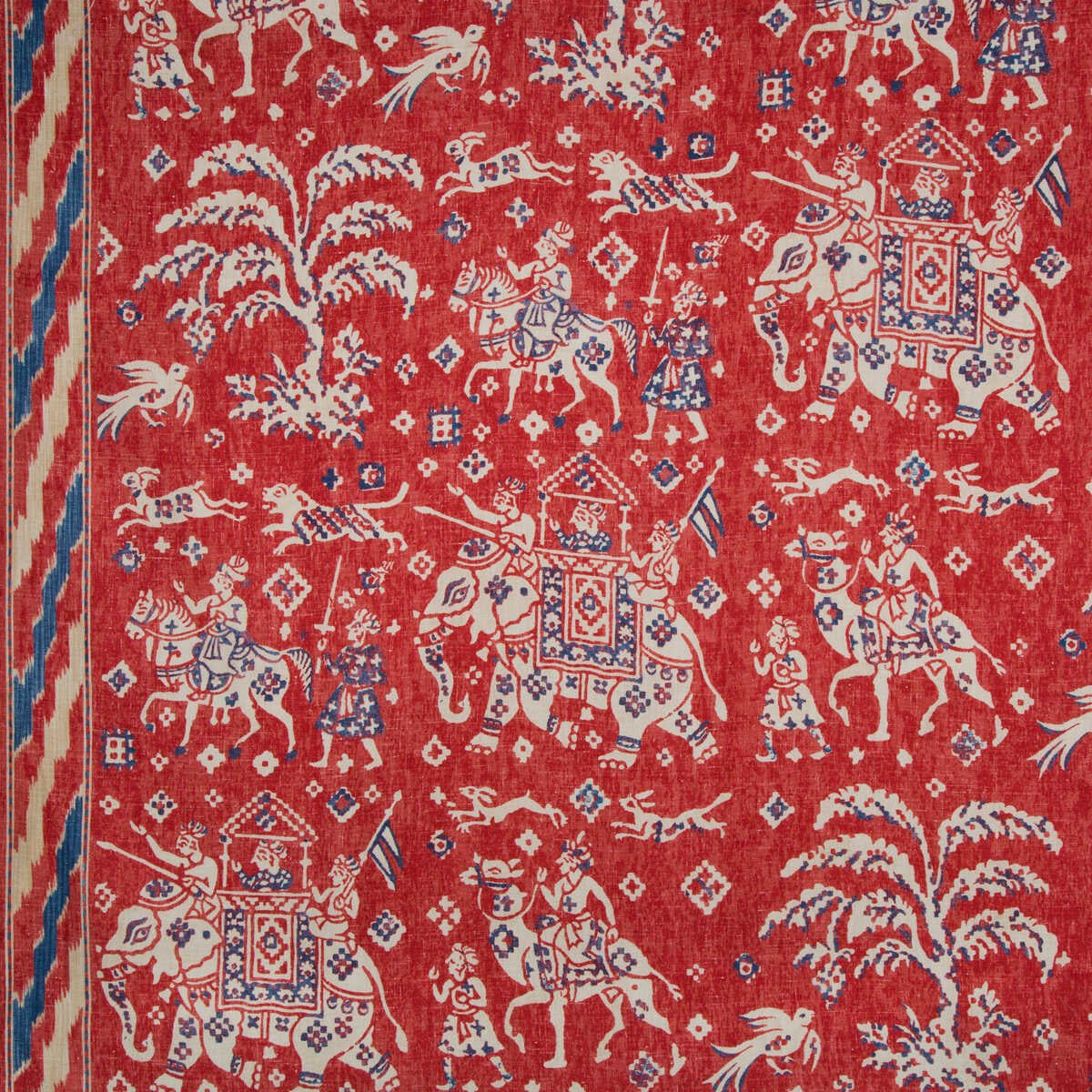 Aralam Print - Flame/Cadet - BRUNSCHWIG & FILS Fabric