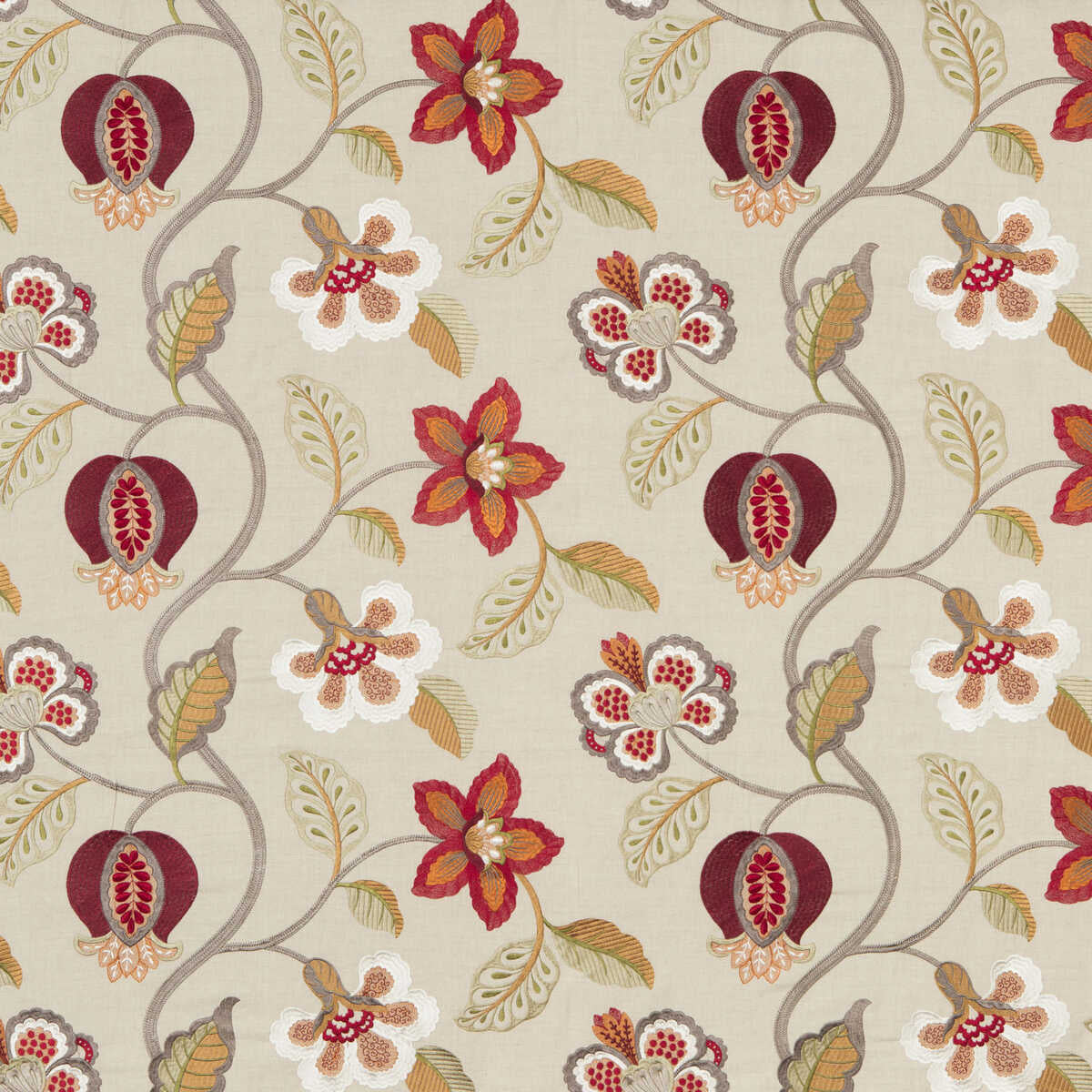 Elvaston - Red/Ivory - G P & J BAKER Fabric