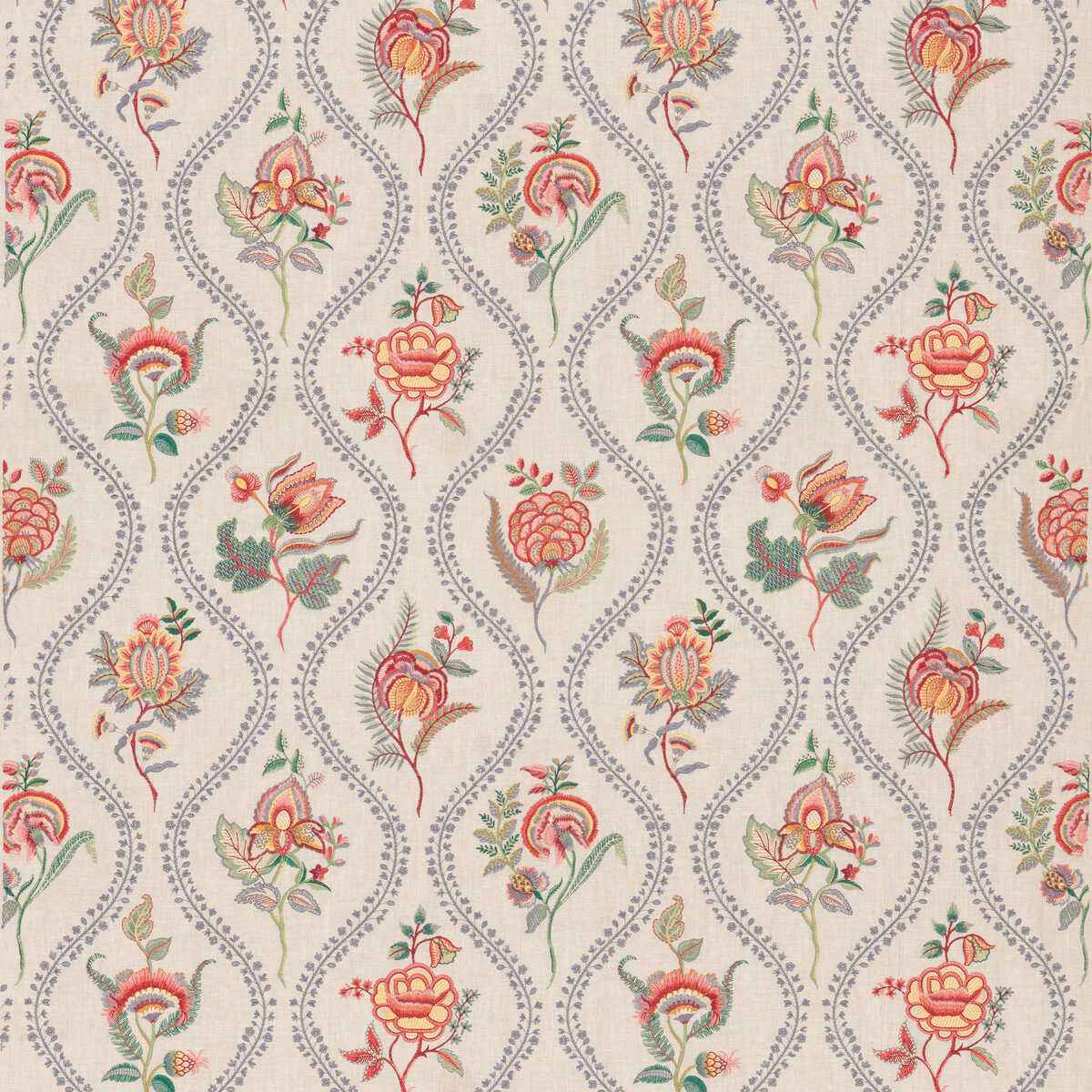 Bf1102510 Burford Embroidery Blue Red G P J Baker Fabric