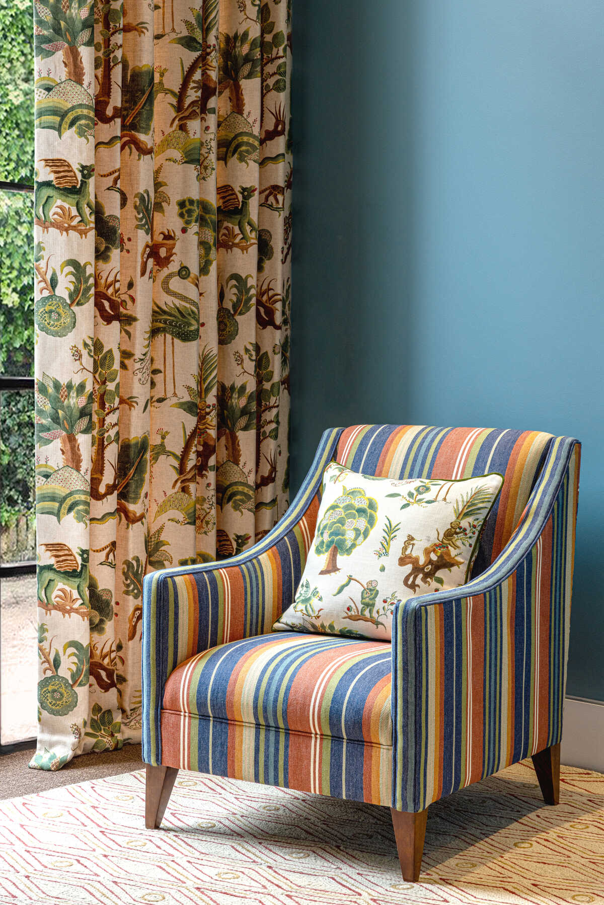 Petra Stripe - Red/Blue - G P & J BAKER Fabric