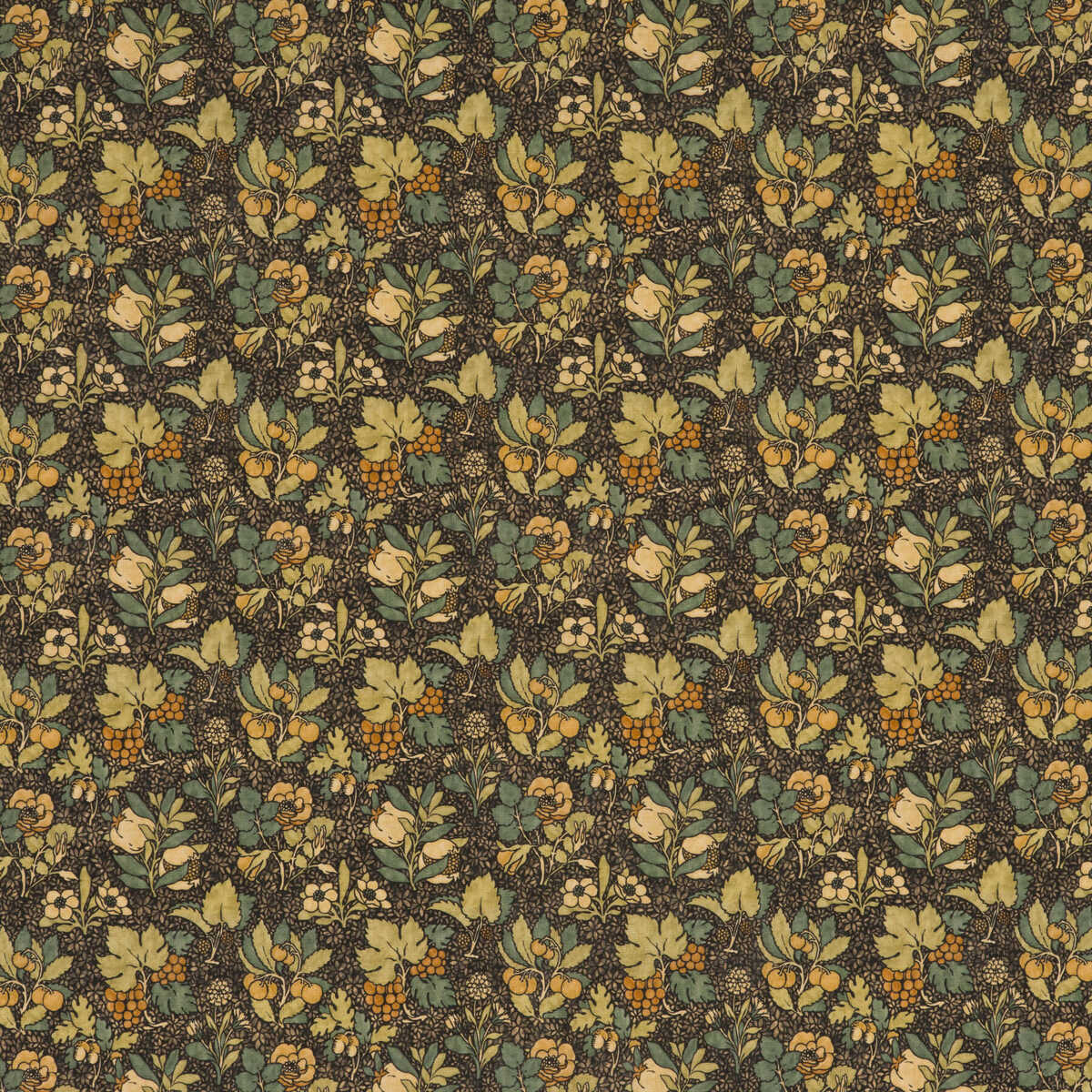 Meadow Fruit - Charcoal/Green - G P & J BAKER Fabric