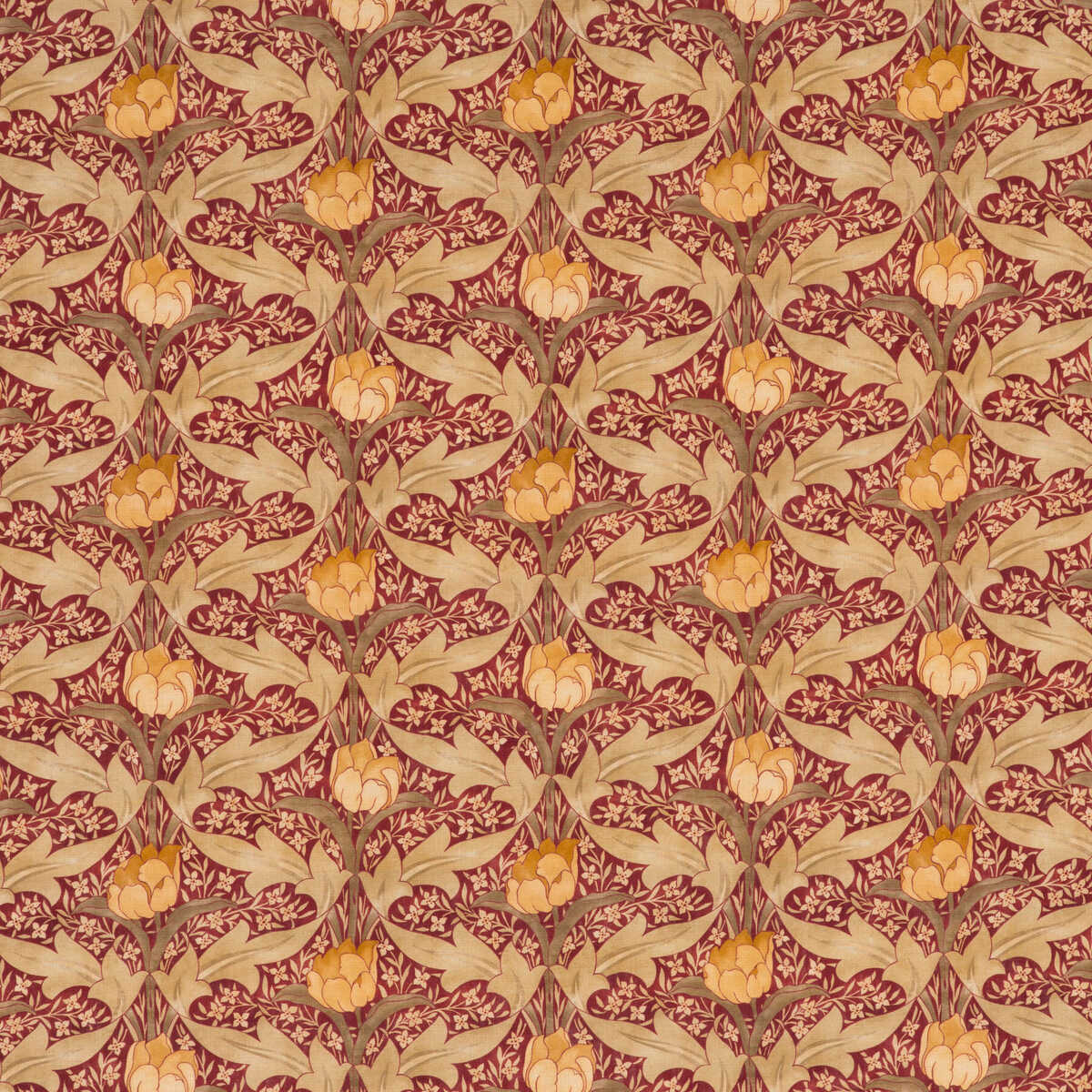Tulip & Jasmine - Red/Ochre - G P & J BAKER Fabric