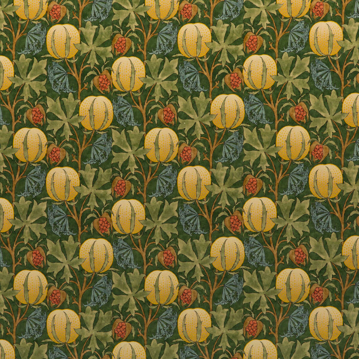 Pumpkins Velvet - Green/Terracotta - G P & J BAKER Fabric