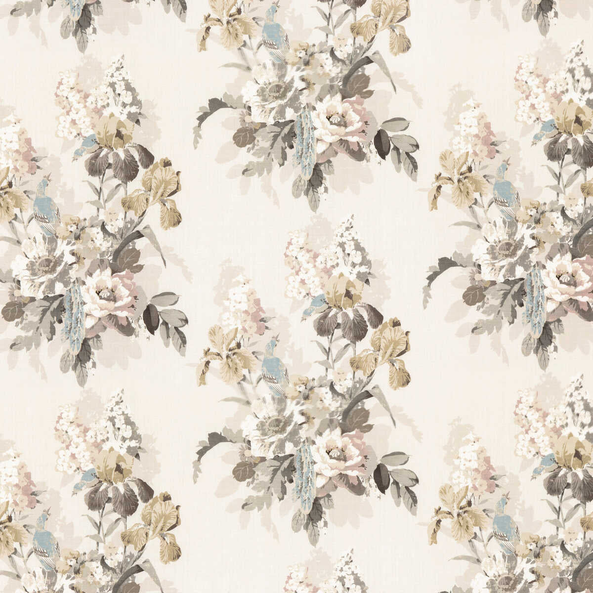 Bird & Iris - Ivory/Mole - G P & J BAKER Fabric