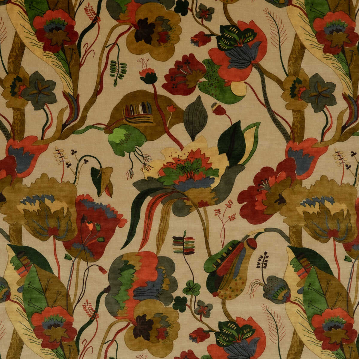 California Velvet - Red/Cream - G P & J BAKER Fabric