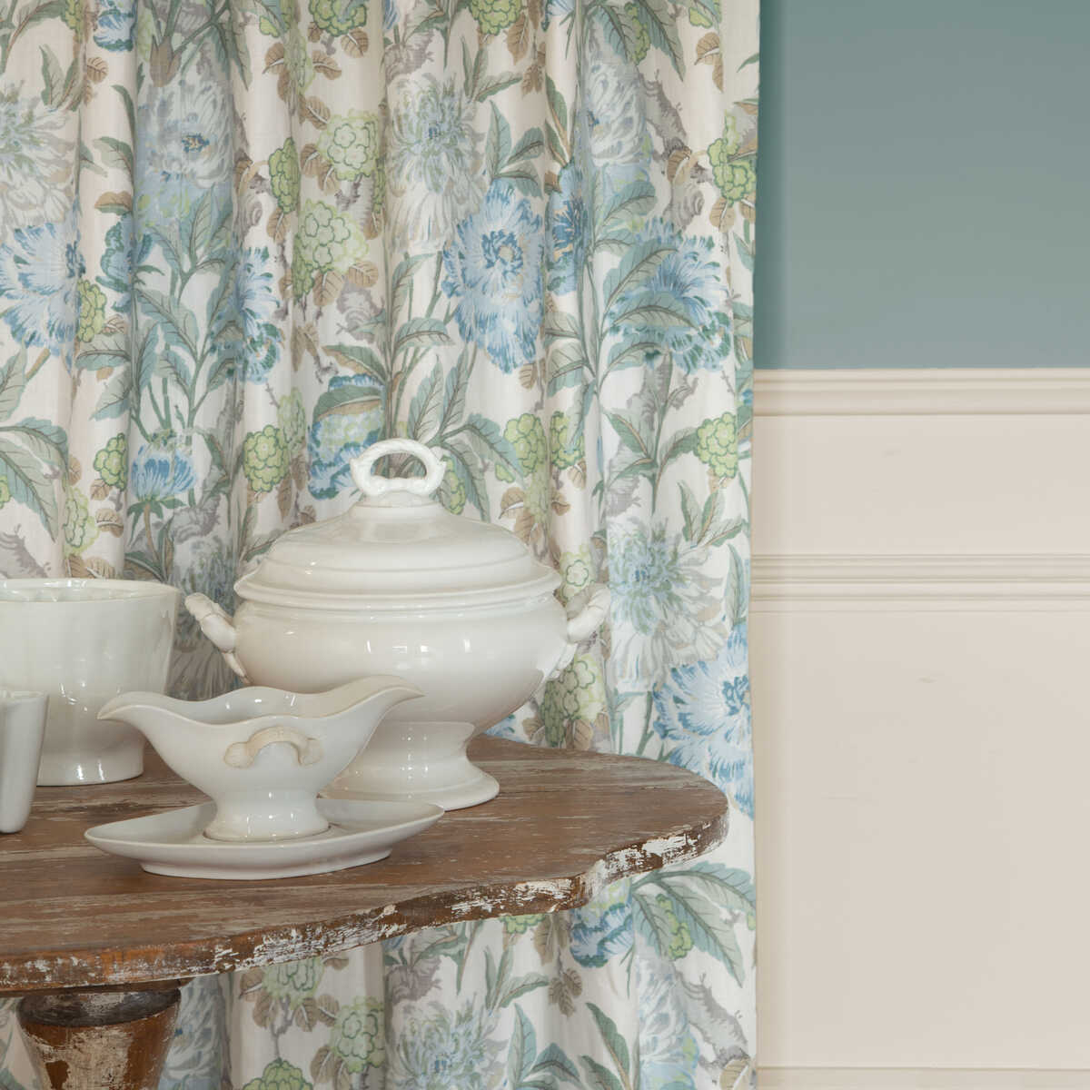 Summer Peony - Aqua - G P & J BAKER Fabric
