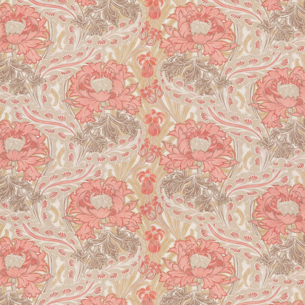 Brantwood Cotton - Coral/Sand - G P & J BAKER Fabric