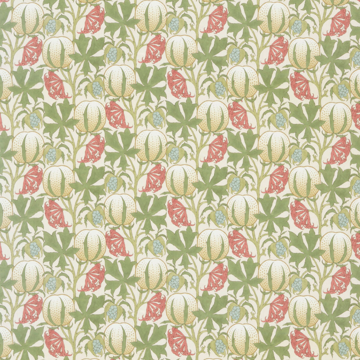Pumpkins Cotton - Coral/Green - G P & J Baker Fabric
