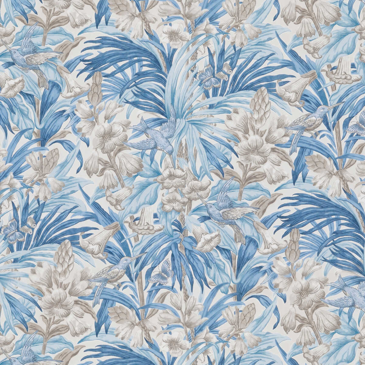 Trumpet Flowers Cotton - Blue - G P & J BAKER Fabric
