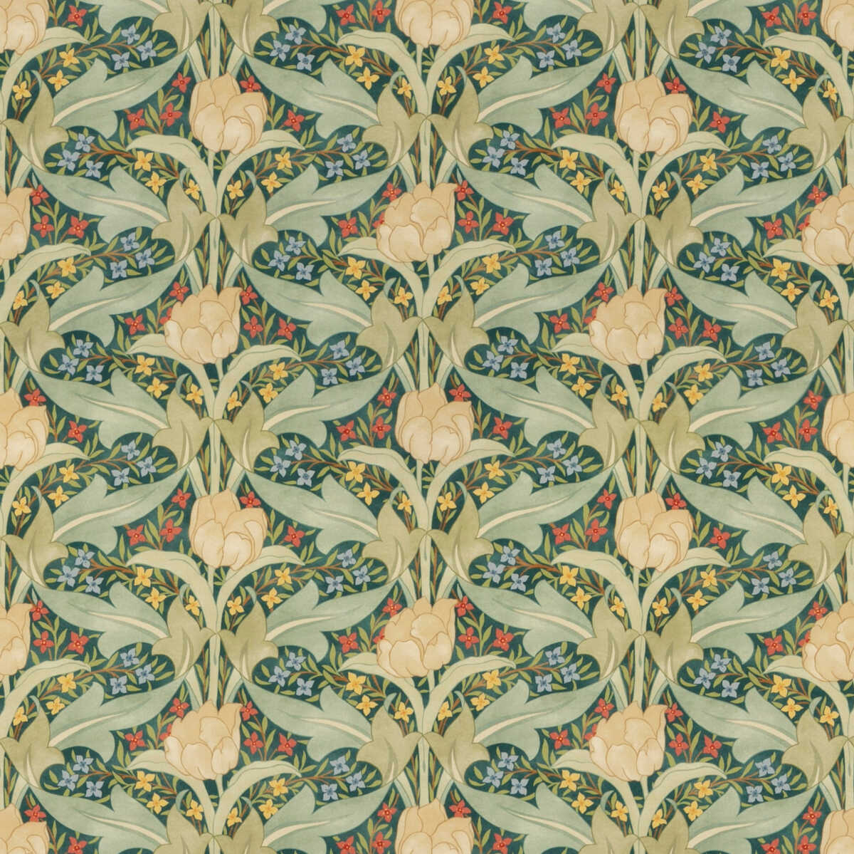Tulip & Jasmine Cotton - Emerald - G P & J BAKER Fabric